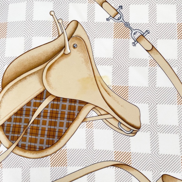 Celine Vintage 100% Silk Large Teal Bridle Horse Saddle Equestrian Scarf - Picture 7 of 14